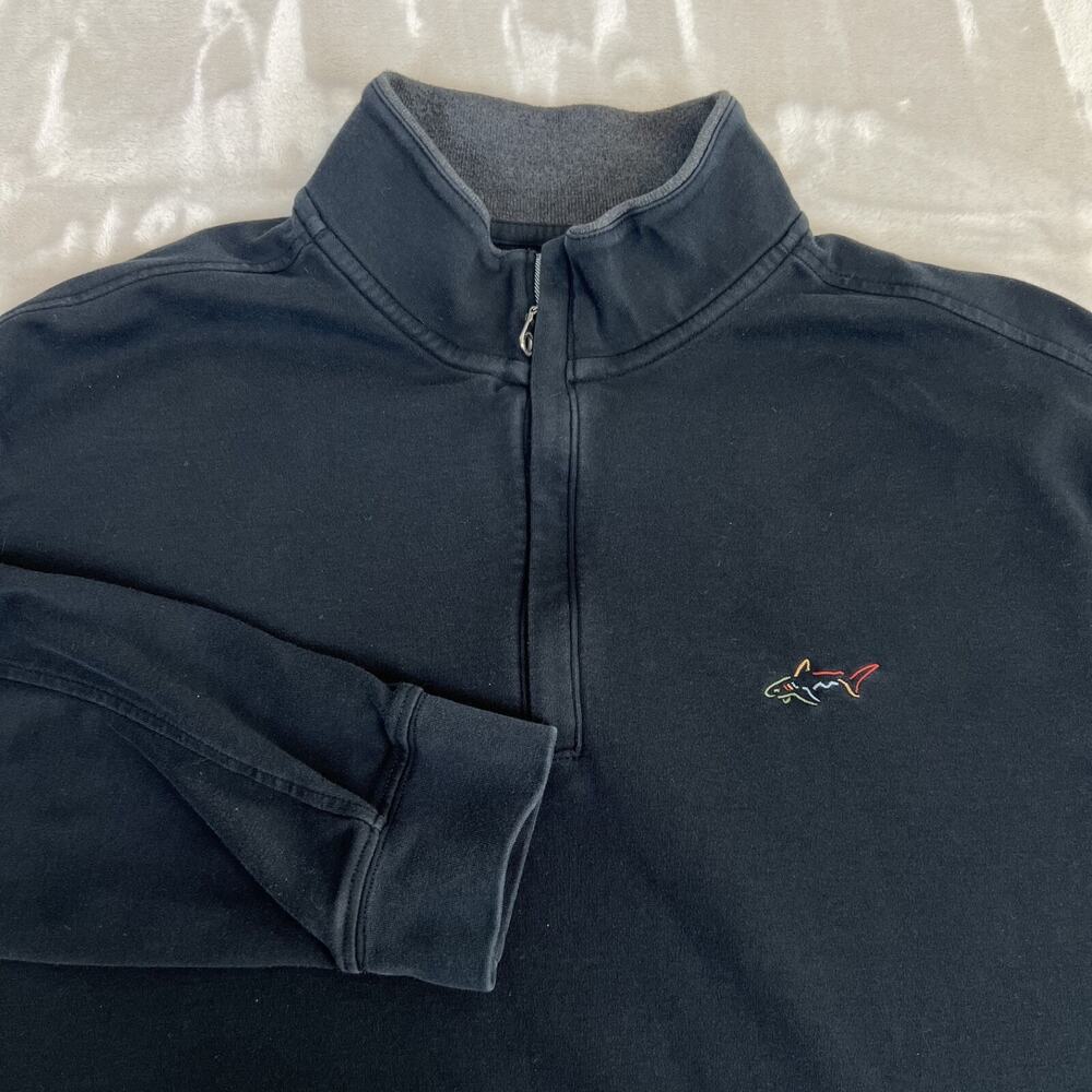 Greg Norman‎ Sweater Mens XL Black 1/4 Zip Pullover Golf Cotton Preppy Casual
